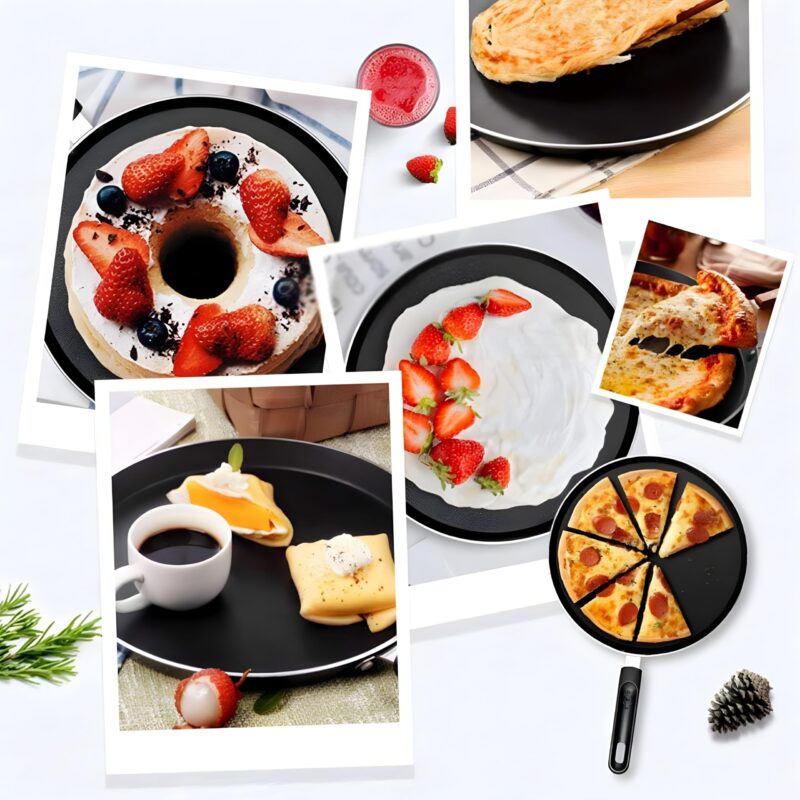 Premium 24cm Non-Stick Tawa for Perfect Roti, Dosa, Paratha & More | PFOA-Free, Heavy-Duty 2.9mm Thickness | Ultra-Durable, Easy-Clean Surface | Ideal for Home & Professional Kitchens | Black - Image 2