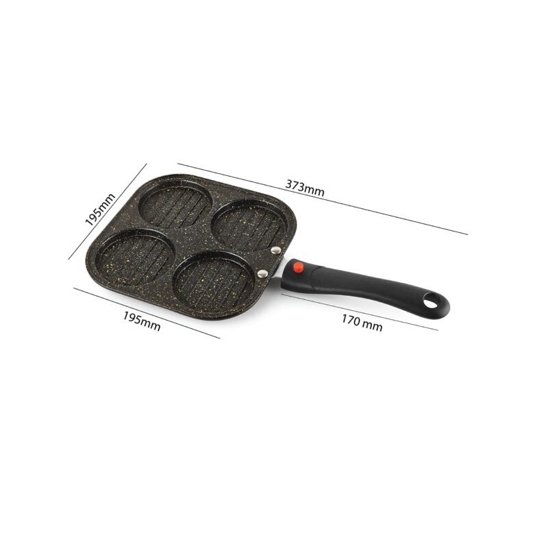 CELLO Non-Stick 4- Cavity Aluminium Appam/Uttapam Maker with Spatter (Golden) - Image 8