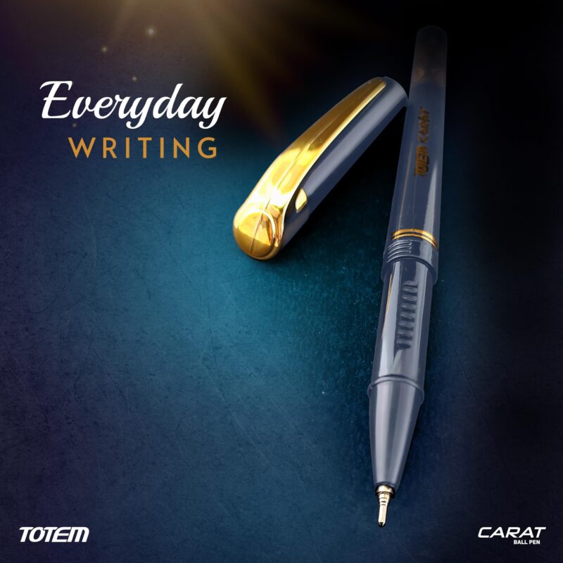 TOTEM Carat Tumbler | 50 Pens (42 Blue Ink & 8 Black Ink) | Elegant Body Design | Golden Clip | 0.7 mm Tip | Pens for Writing | Ideal for Students and Exams Use | Smooth Ink Flow | Office Stationary - Image 3