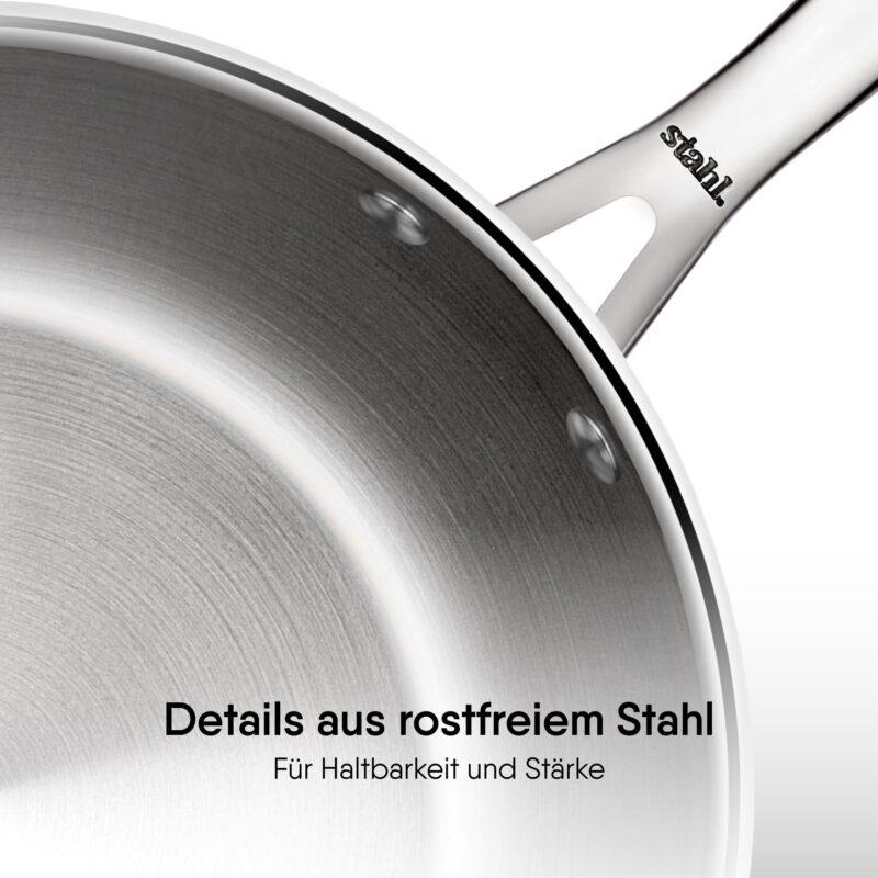 Stahl Artisan Triply Stainless Steel Fry Pan with Lid, Induction & Gas Stove Compatible Frying Pan, Omelette Pan, Egg Pan, 1.1 L, 20 cm - Image 3