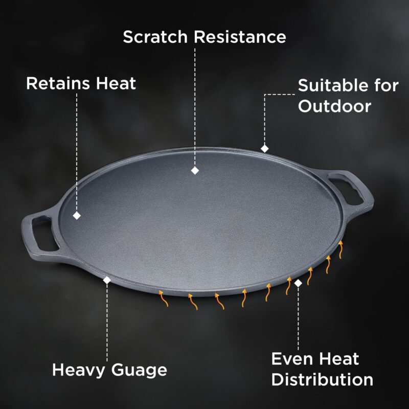 Prestige 30cm Dura Cast Iron Non-Stick Dosa Tawa| Heavy Gauge| Gas & Induction Compatible| Scratch Resistant| Even Heat Distribution - Image 4