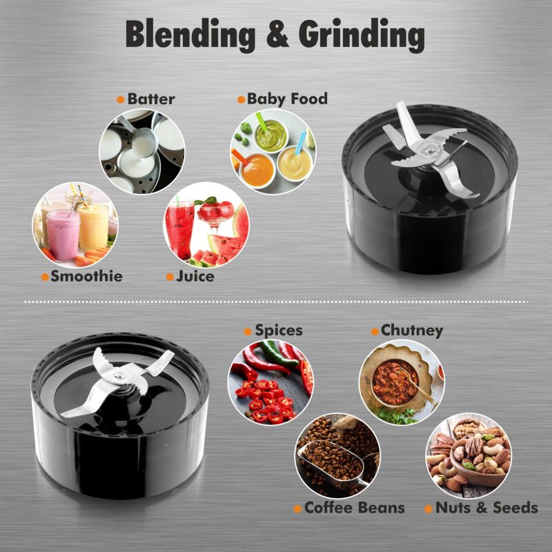 Cookwell Bullet Mixer Grinder (3 Jar, 2 Blade, Silver) - Copper, 600 Watts - 2 Year Warranty - Image 4