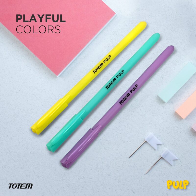 TOTEM Pulp Ball Pens Jar | 50 Pens (45 Blue Ink & 5 Black Ink) | Assorted Pastel Body | Pens for Writing | 0.7 mm Tip | Fragrance Ink | Rubberized Grip | Stationery Set | Stick Pens Set - Image 5