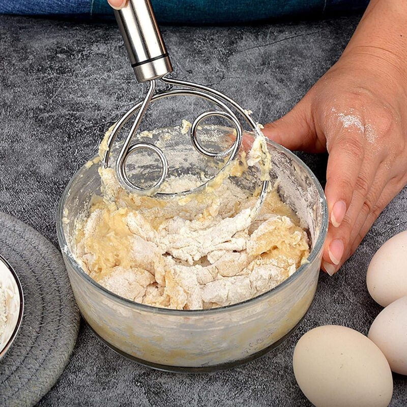 BEYOND BASIC Multifunctional Effortless Stainless Steel Dough Mixer with Hanging Hole Durable Time-Saving Mixing Stick Baking Tools Egg Beater for Home Kitchen Baking Accessories 1 Pcs - Image 9