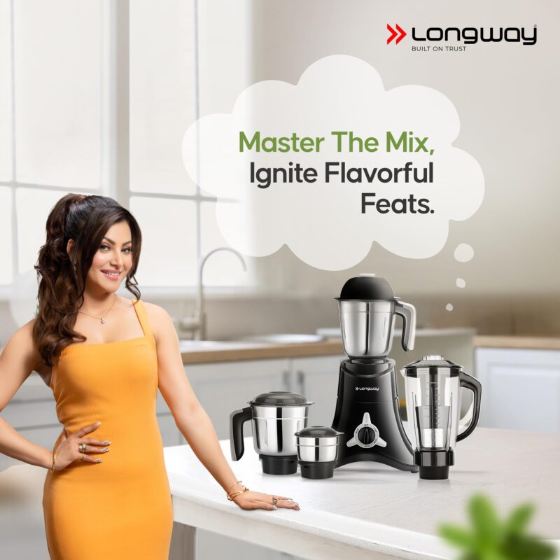 Longway Orion 900 Watt Juicer Mixer Grinder with 4 Jars for Grinding, Mixing, Juicing with Powerful Motor | 1 Year Warranty | (Black, 4 Jars) - Image 8