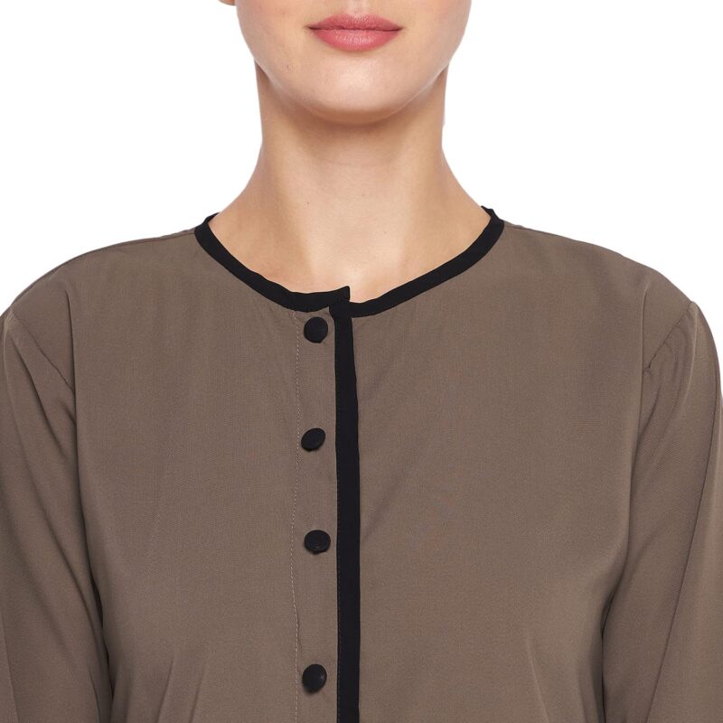 Nabia Oat Solid Nida Matte Fabric Abaya Burqa For Women - Image 3