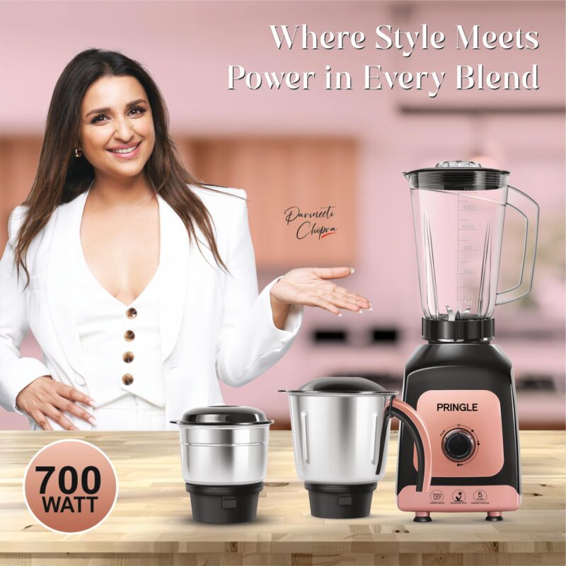 Pringle Thunder Pro 700Watt Juicer Mixer Grinder with 3 Jars for Grinding, Mixing, Juicing with Powerful Motor | 5 Years Warranty On Motor (Magenta) - Image 2