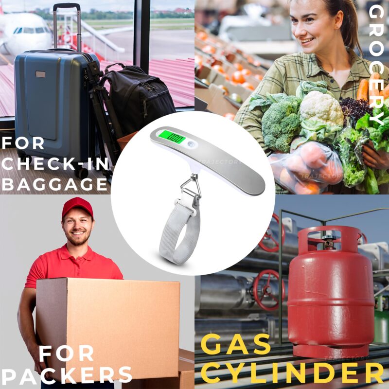 Trajectory Digital Luggage Scale with LCD Display Capable Up To 50 Kg - Precision Weighing for Bags in Airport Baggage Check-in, Travel, Flights, Home, and Grocery Shopping A1 Silver - Image 2