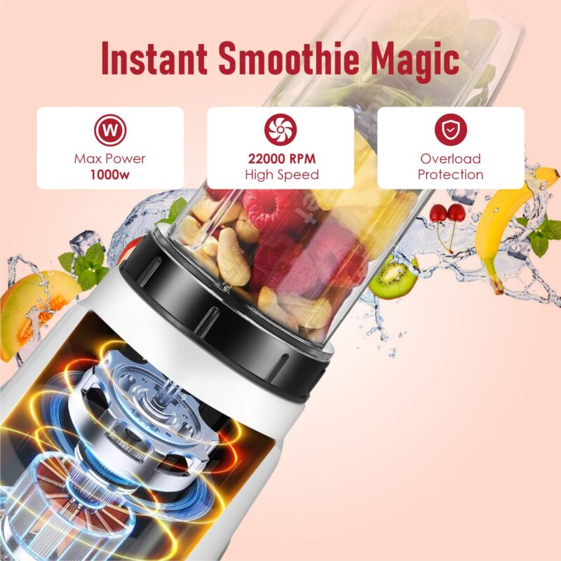 skystar Nutri-Blender Pro 100% Copper Motor With 2 Unbreakable Jars & 1 Blade Juicer Mixer Grinder (2 Jars, White, Red) & 18 Months Motor Warranty, 750 Watts - Image 5