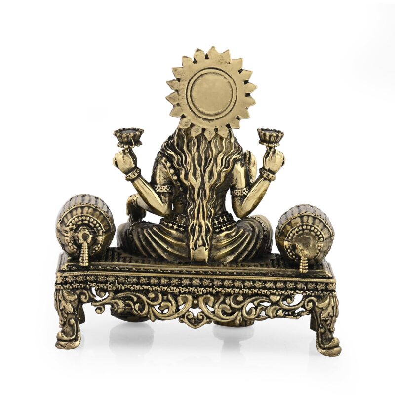 CraftVatika Brass Maa Lakshmi Devi Idol Statue Sitting on Throne - Laxmi Ji Ki Murti for Pooja Temple Room Diwali Gift & Home Décor Items (4 Inch Height) - Image 5