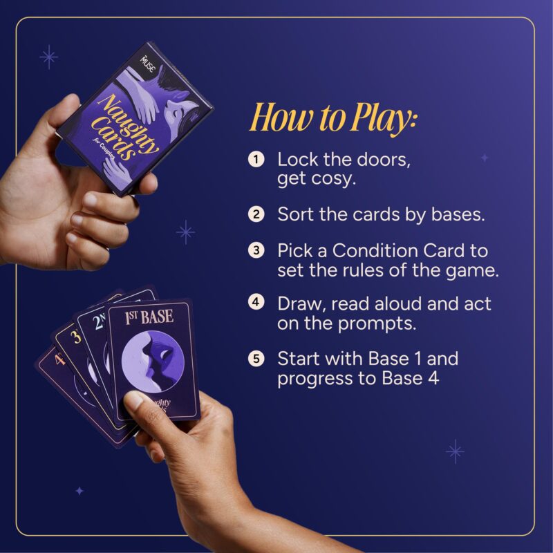 MYMUSE Naughty Card Game for Couples, 50 Cards, 4 Categories, Dare Together, Action-Based, Date Night Cards, Indoor Games, Perfect Gifting Idea for Birthday, Anniversary, Cute Gifts - Image 7