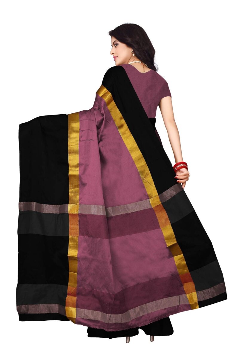 DHRUVI TRENDZ Women Art Silk Saree(DT-S1275_Black_Free Size) - Image 4