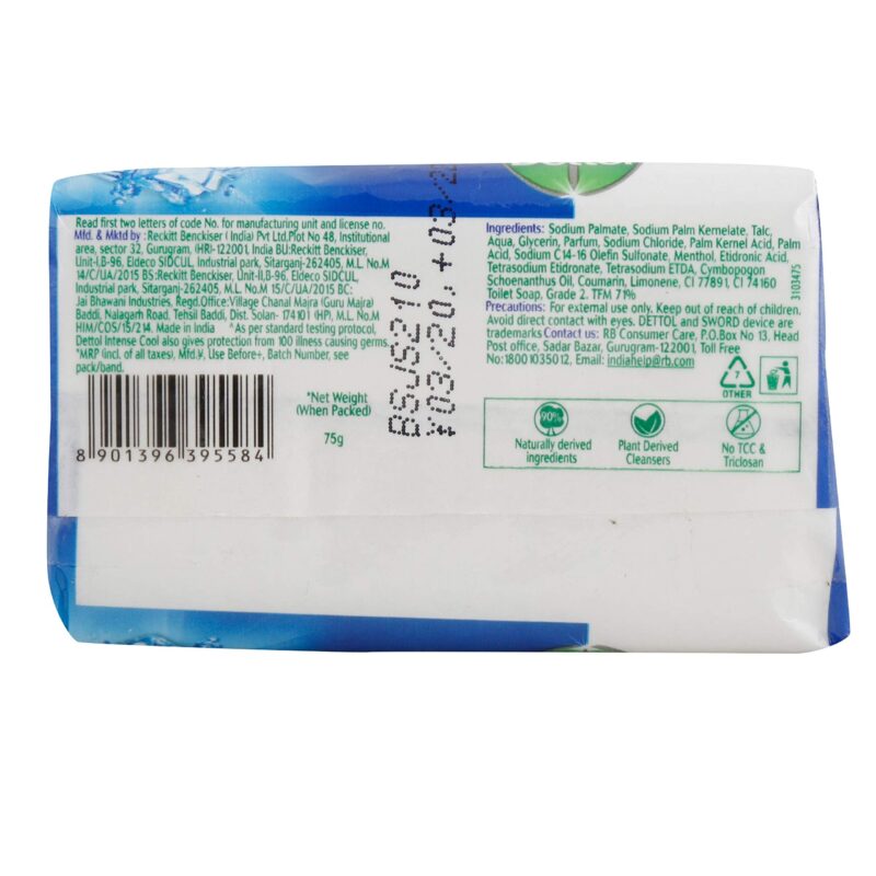 Dettol Intense Cool Soap, 2X Menthol (Buy 3 get1) - Image 2