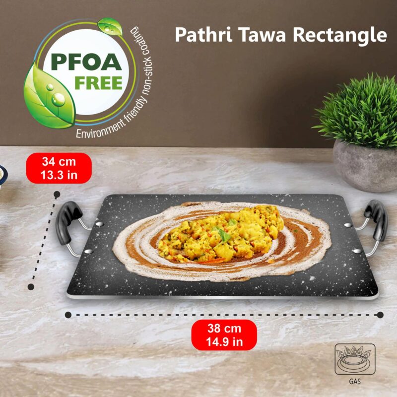 Sunblaze Non Stick Granite Pathri Rectangle Tawa for Dosa, Roti, Chapati Large (380mm×340mm) - Image 6
