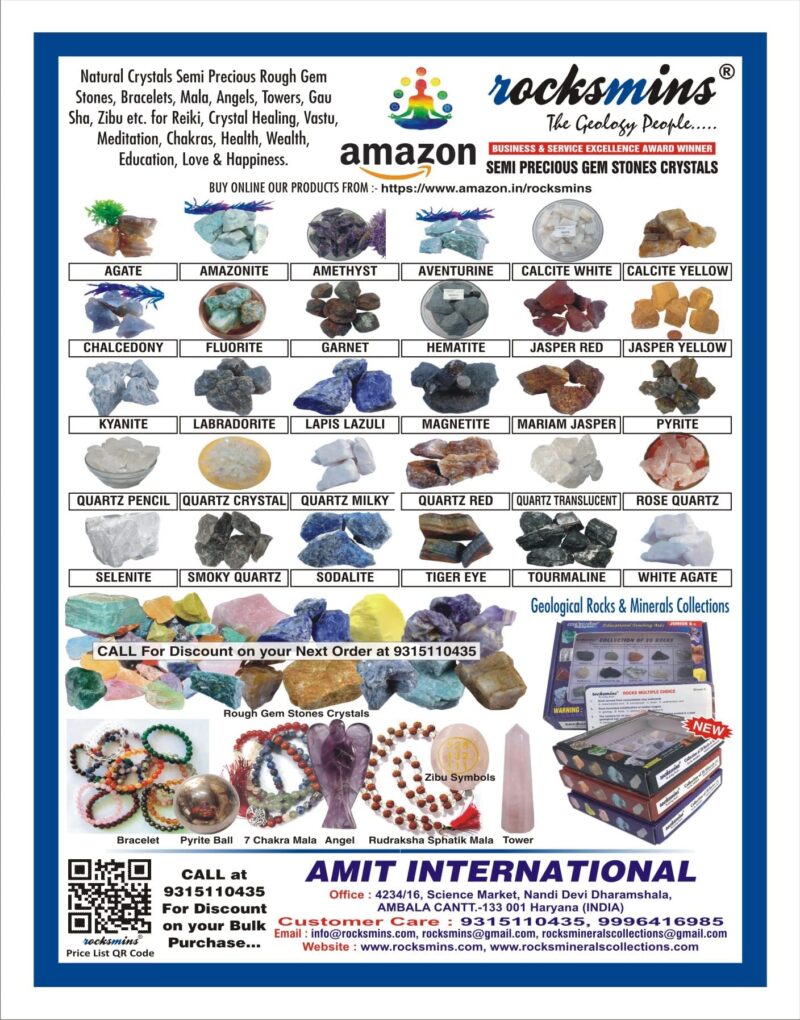 rocksmins Adult Gc20Wm 20 Natural Crystals Semi Precious Gems Stones Collection (Semi Rough) For Education Reiki Healing Aura Cleaning Tumbling Meditation Vastu Chakras Health Wealth Love Happiness - Image 3