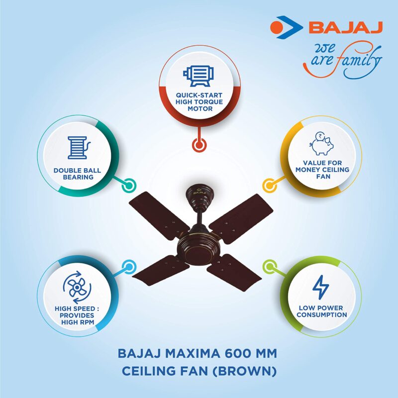 Bajaj Maxima 600 mm Ceiling Fan (Brown) - Image 8