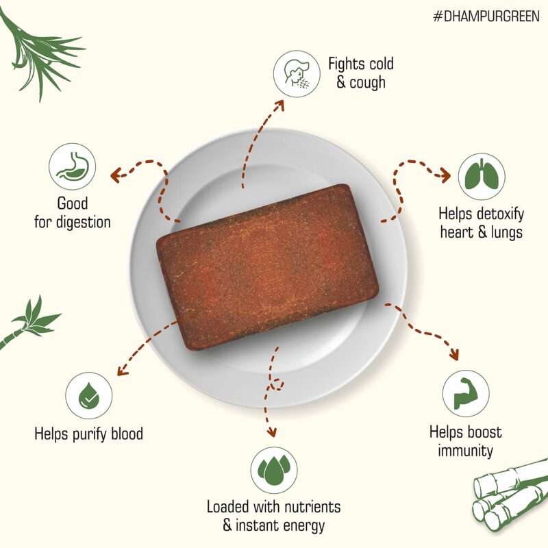 DHAMPURGREEN Vacuum Packed Jaggery, 1Kg | Jaggery Whole, Jaggery | No Colour, No Preservatives, Chemical Free Sulphurless - Image 4