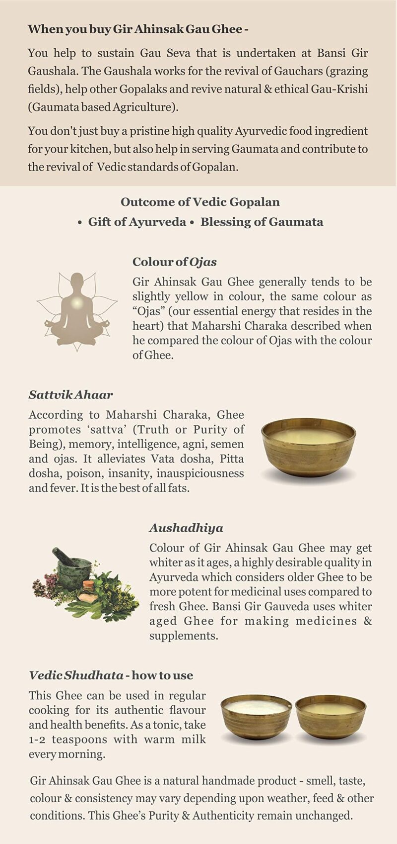 GIR Ahinsak Gau Ghee Vedic, Ethical, Desi Pure Breed Gaumata (A2), Bilona, Grass-Fed, Non-Gmo Good For Health, 500 Ml - Image 4
