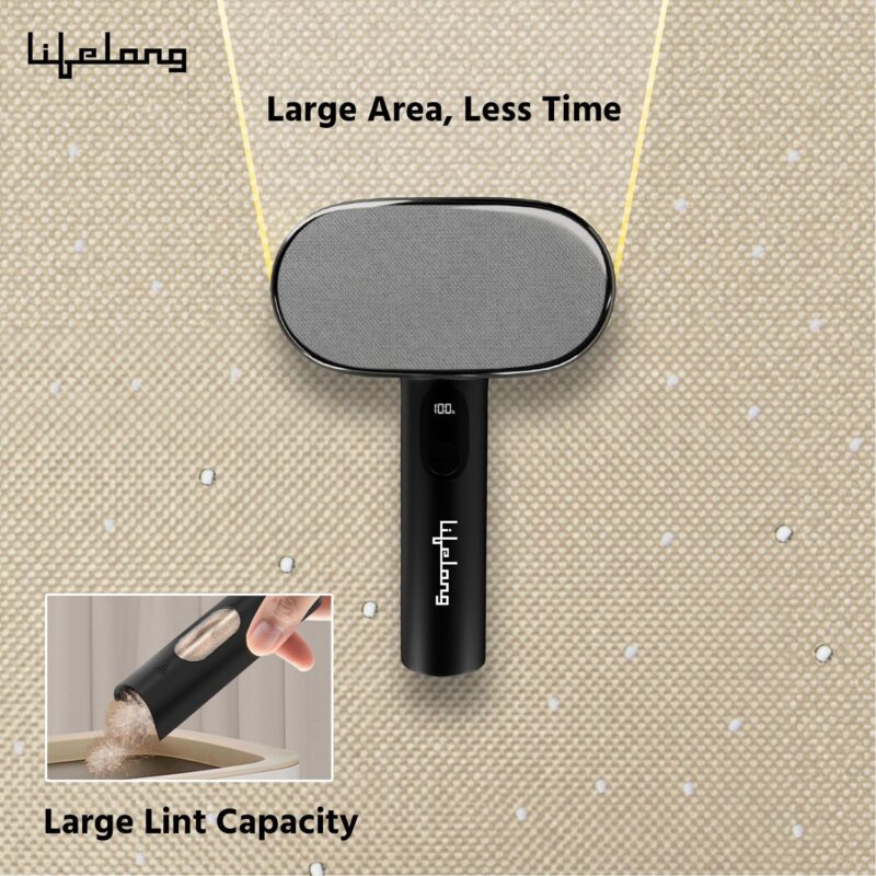 Lifelong 2-in-1 Rechargeable Lint Remover for Clothes with Brush - Double Head - LED Display - Fabric Shaver for Woollen Sweaters, Cotton Clothes, Sofas - Dust & Pet Hair Remover - 3 Speeds (LLELR36) - Image 5