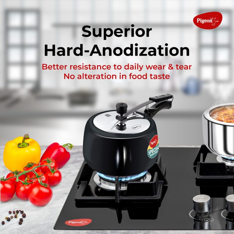 Pigeon by Stovekraft 3 Litre Special Plus Hard Anodised Inner Lid Induction Base Pressure Cooker (Black) BIS Certified - Image 2