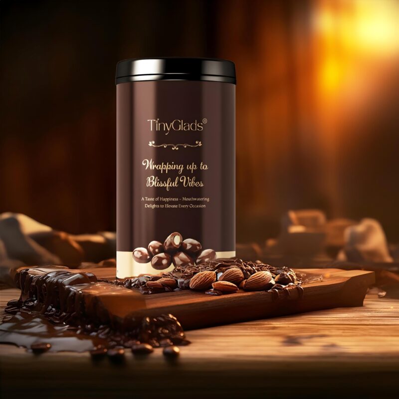 TinyGlads Dark Premium Chocolate Coated Almonds Jar- 250 Grams - Image 7