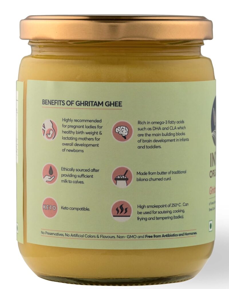 Indic Organics Forest Grazing Malnad Gidda Desi Cow's A2 Ghee | Rare Ayurvedic & Medicinal Bilona Ghee, 1000 ml - Image 3