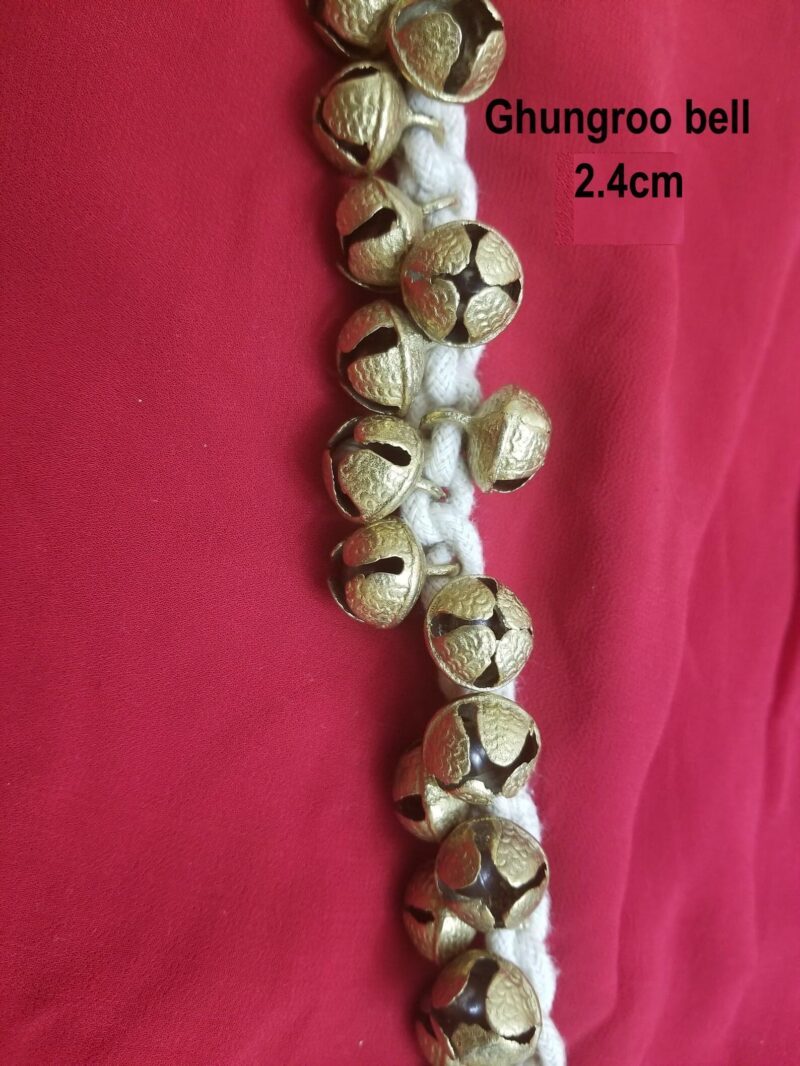 SKSM METALS ® KATHAK GHUNGROO WHITE COTTON STRING (2.5cm, Brass) (100+100 bells) - Image 2