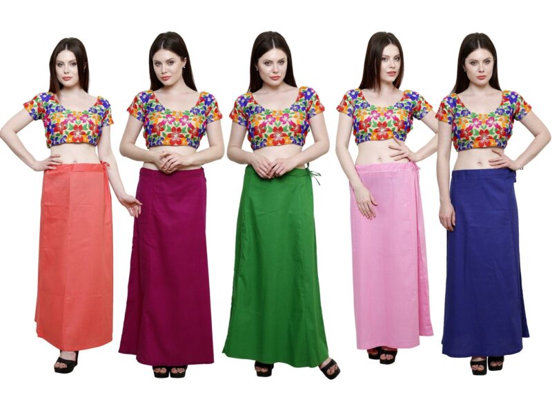 Pistaa's combo of Women's Cotton Peach, Magenta, Pak Green, Pastle Pink and Purple Color Best Indian Readymade Inskirt Saree petticoats