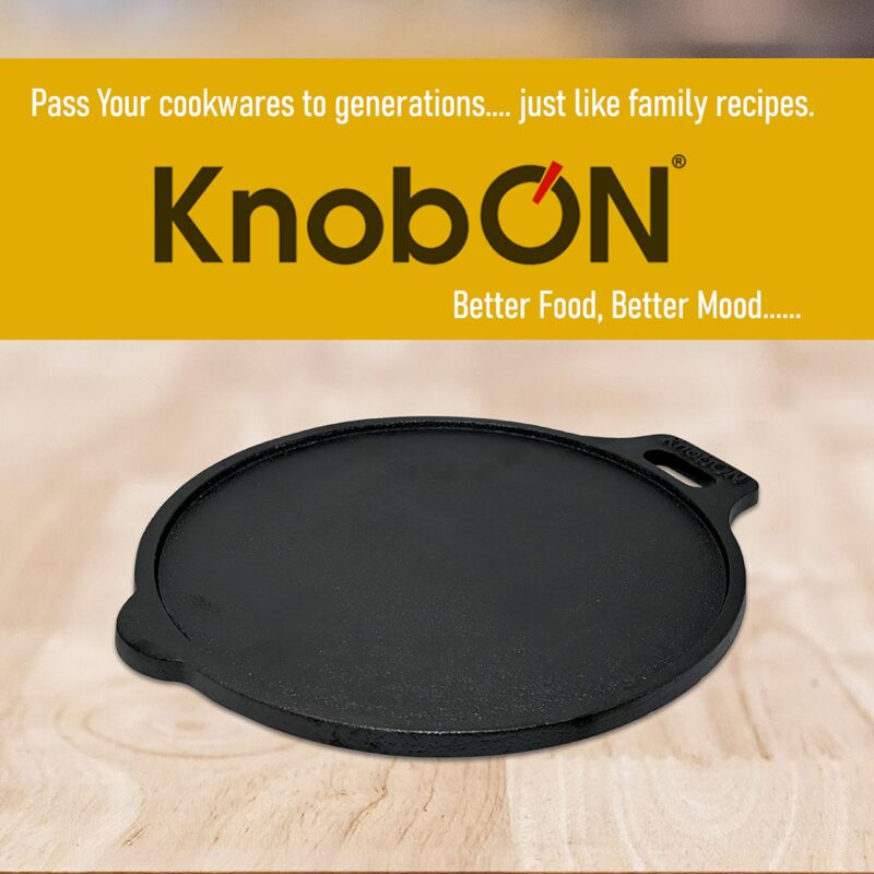 KnobON 7 Layer Pre-Seasoned Cast Iron Dosa tawa Roti tava Uttapam Tawa Pan with Handle, Dosa Kallu, Iron Tawa Medium Size | Gas and Induction Compatible DTI27 - Image 9