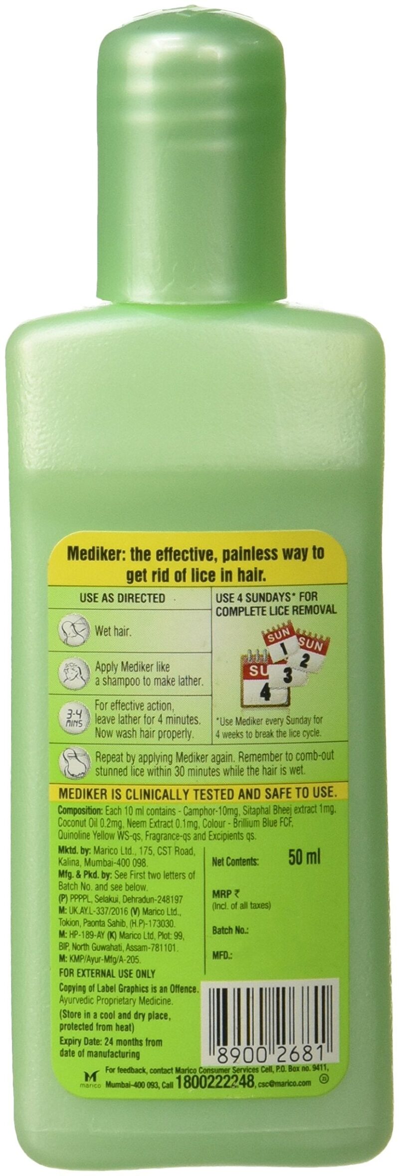 Mediker Anti Lice Treatement Shampoo, 50 Ml - Image 2