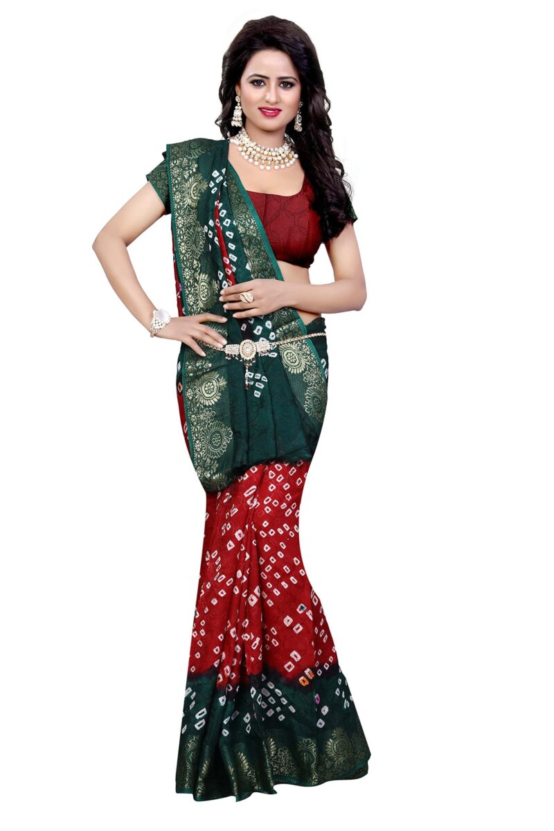 Dealsure Silk Women's Multicolor Bandhani Saree With Blouse Piece(Multicolor) - Image 5