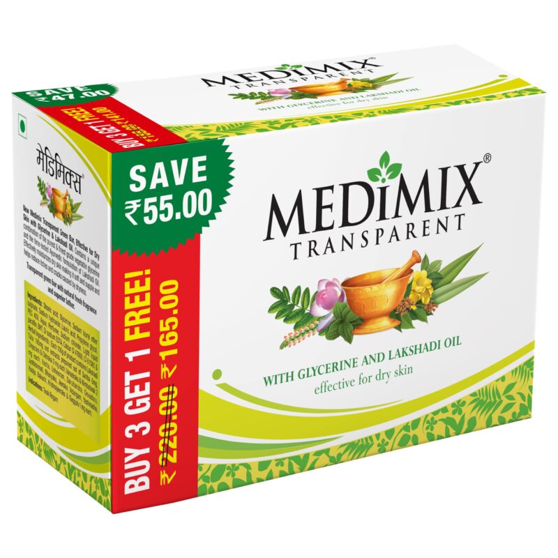 4x Medimix Transparent Ayurvedic Traditionally Made Bathing Bar Soap | Infused Glycerine and Lakshadi Oil | Effective for Dry Skin (Pack of 4) 125g each - Image 5