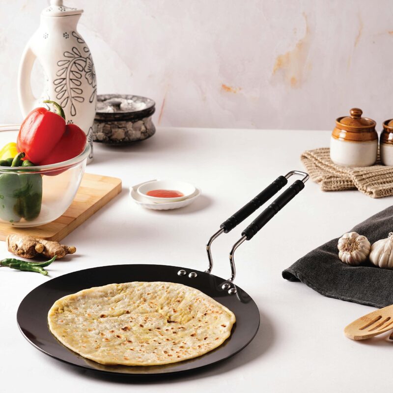 Cello Hard Anodized Aluminium Concave/Paratha/Roti Tawa (28cm), Black (3MM Thickness)