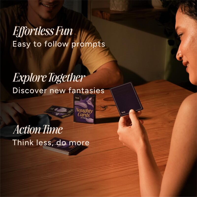 MYMUSE Naughty Card Game for Couples, 50 Cards, 4 Categories, Dare Together, Action-Based, Date Night Cards, Indoor Games, Perfect Gifting Idea for Birthday, Anniversary, Cute Gifts - Image 4