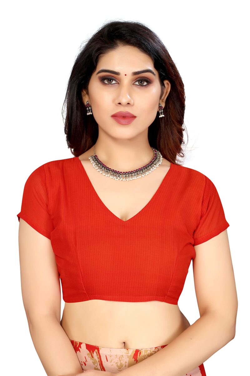 Priyashi Pure Womens Printed Georgette Saree with Blouse Piece(Multi RED_Free Size) - Image 2