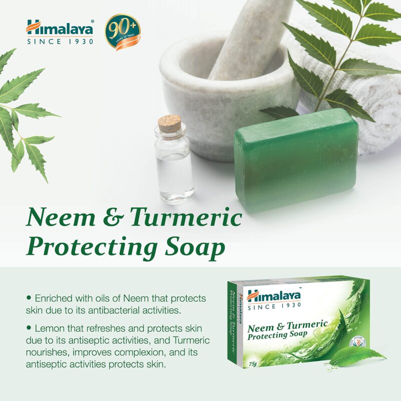 Himalaya Herbals Protecting Neem and Turmeric Soap, 75gm - Image 3