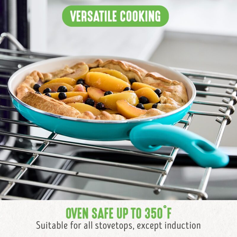 GreenLife Soft Grip Healthy Ceramic Nonstick 7" and 10" Frying Pan Set, PFAS & PFOA-Free, Dishwasher Safe, Egg Omelet Skillet, Cookware for Easy Cooking, Non-Stick Kitchen Essentials, Caribbean Blue - Image 10