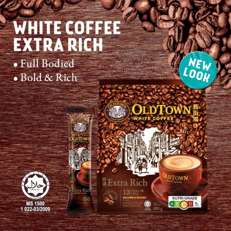 Old Town 3 in 1 White Coffee Extra Rich Flavor Dark Roast 18.5 Oz (15 Sticks X 35 g) 525g (Imported Malaysia) - Image 9
