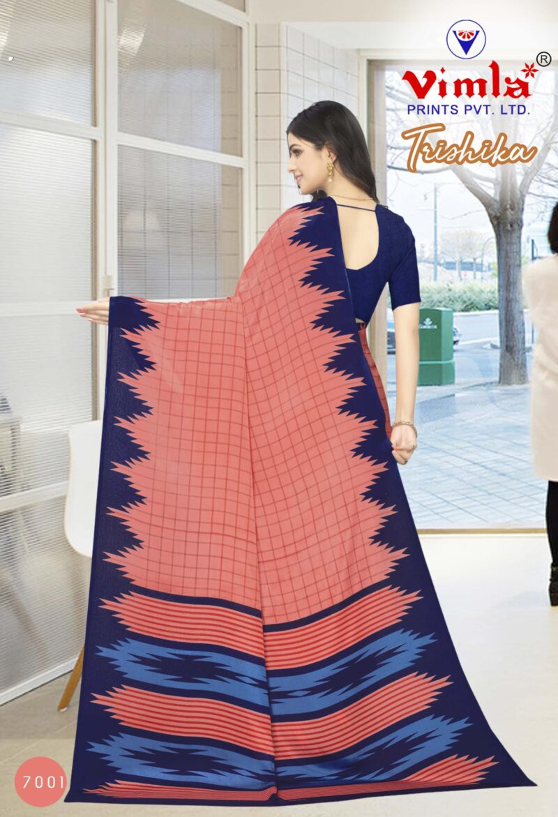 Vimla Women's Pink Turkey Art Silk Uniform Saree with Blouse Piece (7001 Pink_Free Size) - Image 6