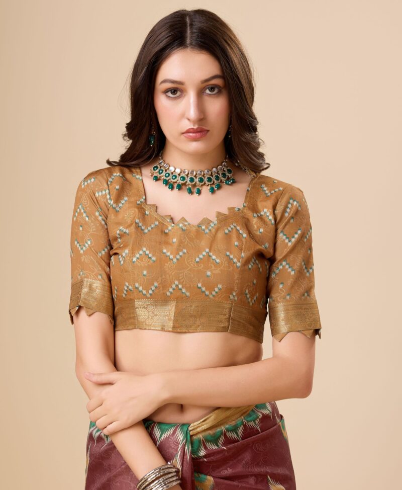 Rekha Maniyar Women's Jacquard Digital Printed Saree With Unstitched Blouse(RUHANI_1007_NS) - Image 3