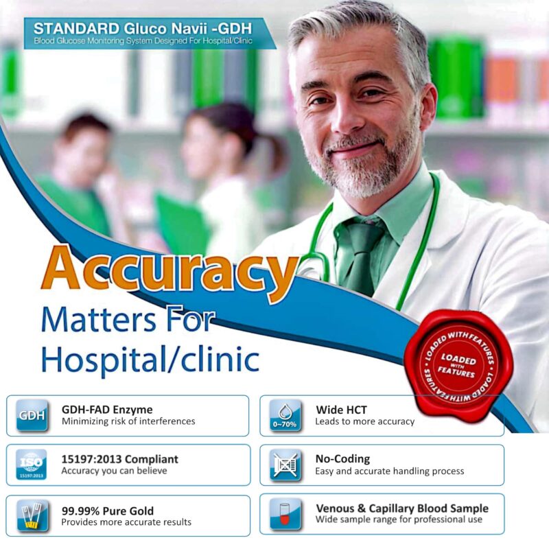 STANDARD Gluco Navii GDH Blood Glucose Monitor with 100 Strips - Glucometer - Image 7