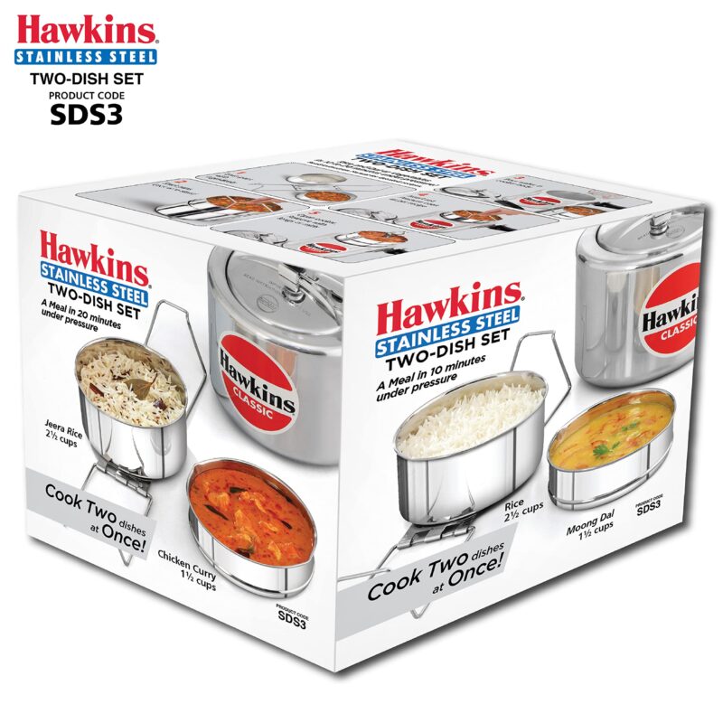 Hawkins Two-Dish Stainless Steel Set, Cooker Separator, Pressure Cooker Pots, Silver (SDS3), 1.275 liters - Image 5