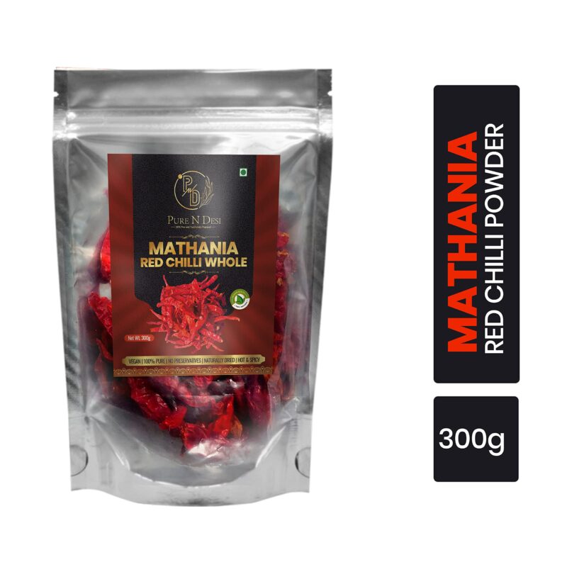 PURE N DESI Original Rajasthani Dried Mathania Whole Chilies Without Stems- Hand Picked/Sun Dried/Organically Produced/Authentic Marwari Taste - 300 Grams, Vegetable Masala - Image 9