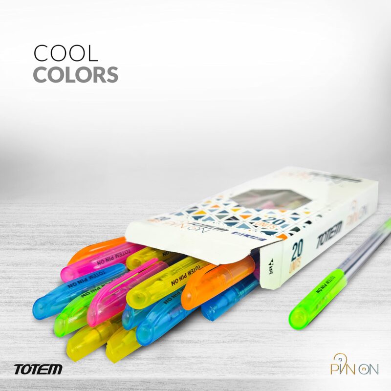 TOTEM Pin On Ball Pens | 60 Blue Ink Pens | 0.7 mm Tip | Comfortable Grip | Pens Combo Pack | Best Pens for Writing | Perfect for KIds - Image 5
