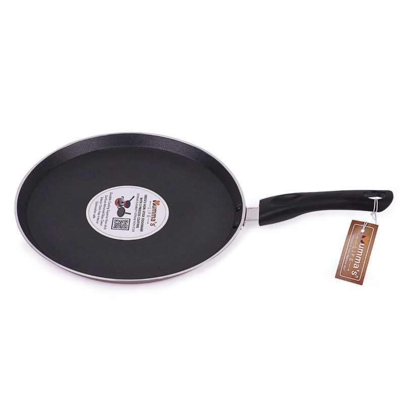 Mumma's LIFE Non Stick Dosa Tawa with Sturdy Riveted and Bakelite Handle (Induction and Gas Stove Friendly), Non Toxic and PFOA Free, 24 Months Warranty (25CM, RED) - Image 6