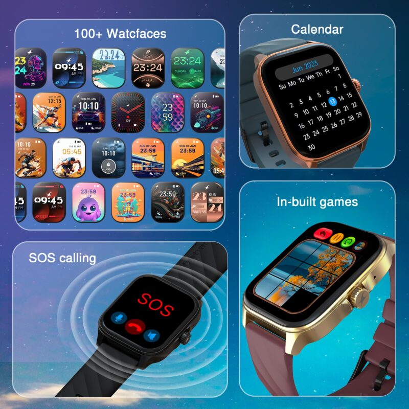 Fastrack New Astor FS1 PRO Smart Watch, Large Super AMOLED Display (1.97") AOD, AI Voice Assistance, Functional Crown, SingleSync BT Calling, 100+ Sports Modes & Smartwatch Faces, IP68 (Black) - Image 4