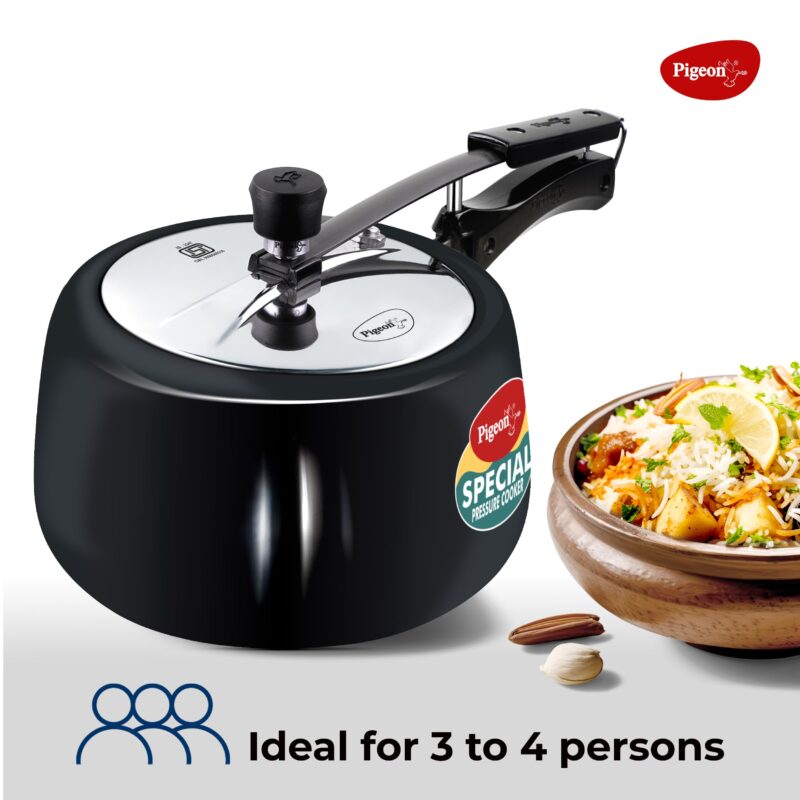 Pigeon by Stovekraft 3 Litre Special Plus Hard Anodised Inner Lid Induction Base Pressure Cooker (Black) BIS Certified - Image 4