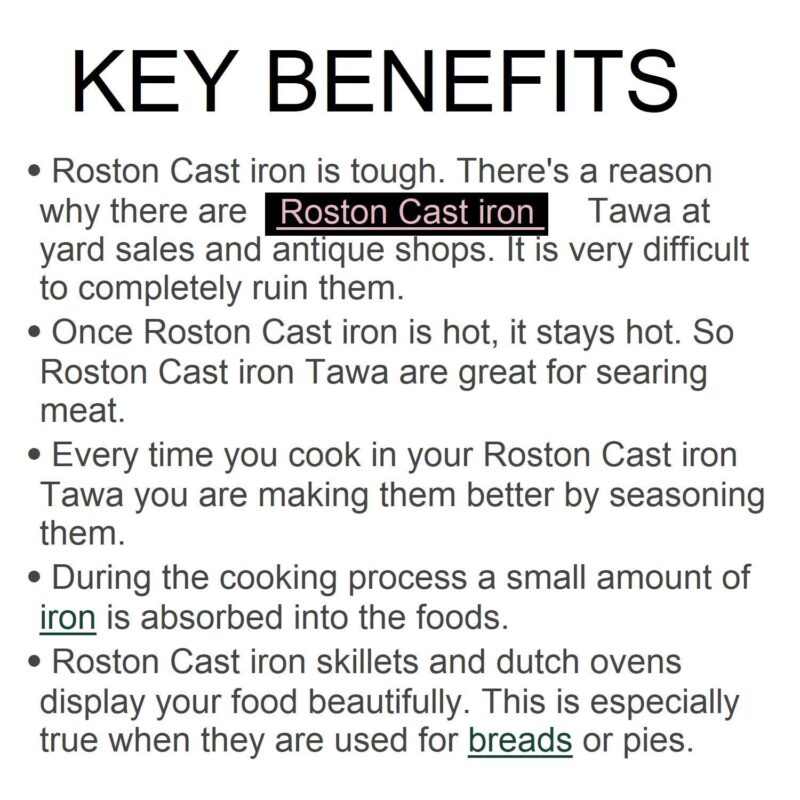 ROSTON Cast Iron Tawa Dosa | Cookware Flat Vessel Pre Seasoned | Ideal for Cooking Dosa Chapati Pizza Roti Thava(Thava Kallu Kitchen Accessories) - Image 4