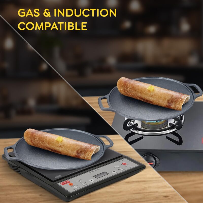 Prestige 30cm Dura Cast Iron Non-Stick Dosa Tawa| Heavy Gauge| Gas & Induction Compatible| Scratch Resistant| Even Heat Distribution - Image 3