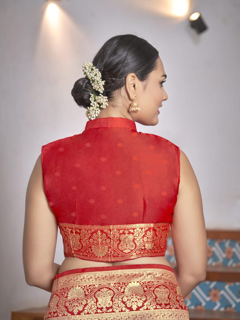 MANOHARI Women's Most Trendy Banarasi Woven Yellow with Multicolor Saree With Heavy Jacquard Work Saree With Blouse Piece - Image 2